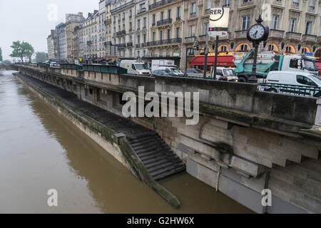 Seine river flood of June 2016 in Paris, France Stock Photo
