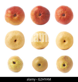 Green, red and yellow pears isolated Stock Photo