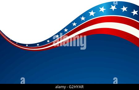Patriotic wave background. USA flag. Independence Day banner Stock Vector