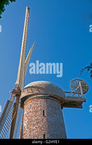 Queen Wilhelmina Dutch windmill, located in the Tulip Garden at Golden Gate Park, San Francisco, California Stock Photo