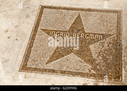 Movie Star Ingrid Bergman's name is displayed in the 'Walk of Fame' outside of the Nevada Hotel and Gaming Hall in Ely, Nevada Stock Photo