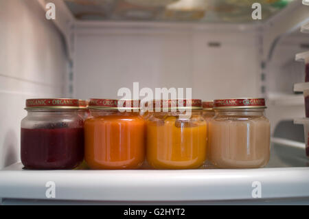 Organic Baby Food in Jars Stock Photo