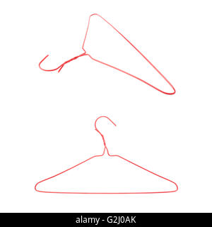 Set of clothes coat hangers isolated over white background Stock Photo