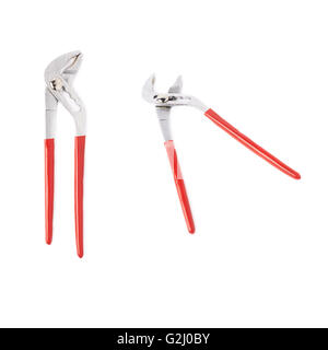 Set of metal plumber wrench over white isolated background Stock Photo