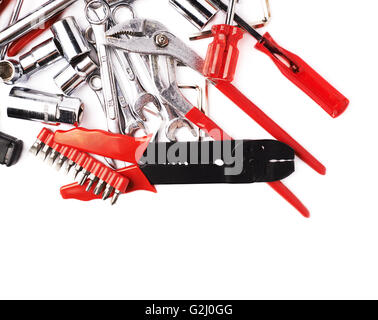 Set of tools over white isolated background Stock Photo