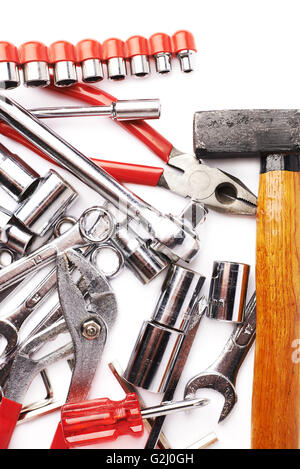 Set of tools over white isolated background Stock Photo