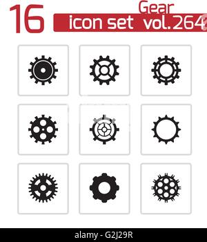 Set of black vector gear wheels on white background Stock Vector Image ...