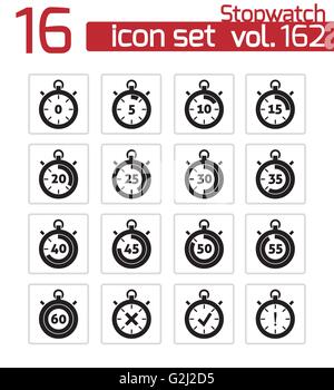 time and clock silhouette vector icons isolated on white Stock Vector ...