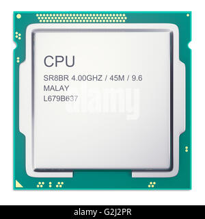 Central processor unit CPU top view isolated on whitebackground. 3d illustration Stock Photo