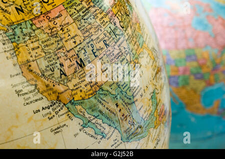 US and Mexico on Globe 2 Stock Photo