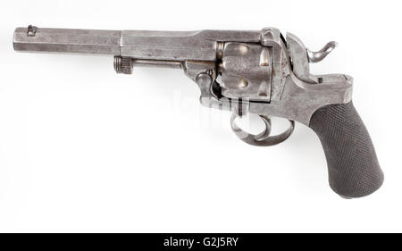 old silver color rusty pistol isolated on white background Stock Photo