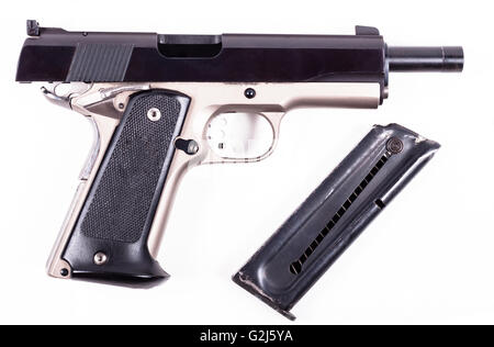 old silver color rusty pistol isolated on white background Stock Photo ...