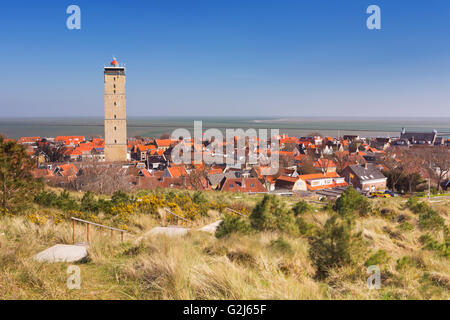 West-Terschelling village with the Brandaris lighthouse on the island of Terschelling in The Netherlands on a bright and sunny d Stock Photo