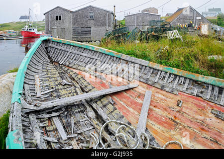 Fishing boats in famous fishing village, Peggy's Cove, Nova Scotia, Canada Stock Photo