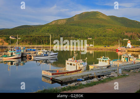 Fishing boats on Cape Breton Pleasant Bay Nova Scotia Canada Stock Photo