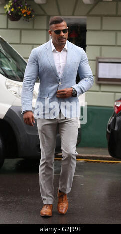 George Kay, estranged husband of former Atomic Kitten singer Kerry Katona, arrives at Lewes Crown Court in Lewes, East Sussex where he is on trial for allegedly assaulting her. Stock Photo