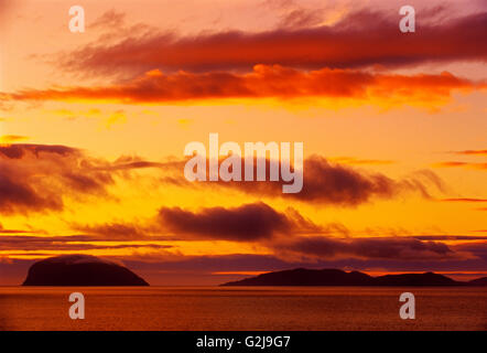 Fiery sky over The Humber River York Harbour Newfoundland Canada Stock Photo