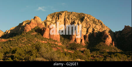 Scenic red rock formations in Coconino National Forest Sedona AZ Geologically - Hematite/Iron oxide sedimentary rock laid down Stock Photo