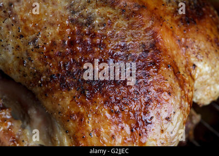 Crispy roasted Barbery Duck in in roasting pan ready for serving Stock Photo