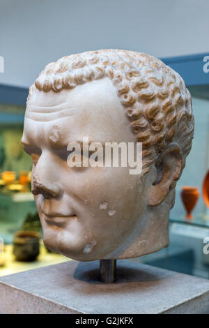 Marble bust of the Emperor Titus (AD 39 – 81), tenth Emperor of the Roman Empire (AD 79-81), date of statue c. AD 70-81, British Museum, Bloomsbury, London, England, UK Stock Photo
