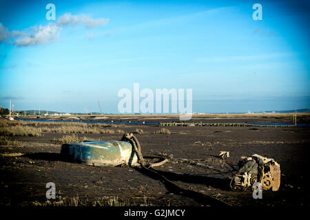 Heswall Boatyard and slipway sunset Stock Photo