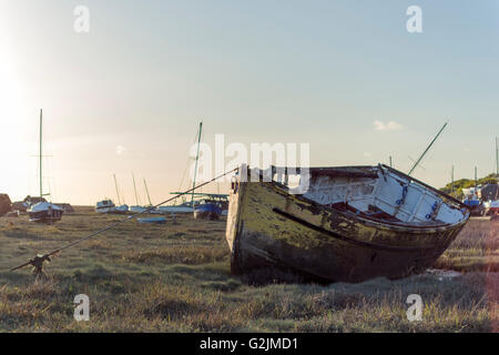 Heswall Boatyard and slipway sunset Stock Photo