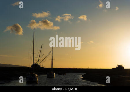 Heswall Boatyard and slipway sunset Stock Photo