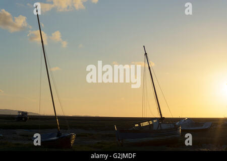 Heswall Boatyard and slipway sunset Stock Photo