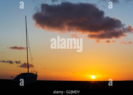 Heswall Boatyard and slipway sunset Stock Photo