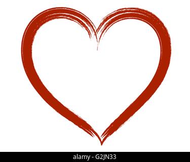 Simple brush painted red heart. Vector. Stock Vector