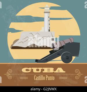 Cuba landmarks. Retro styled image. Vector illustration Stock Vector