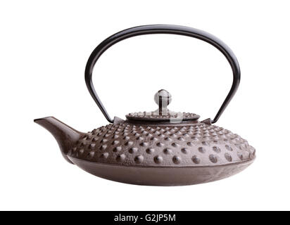 classic japanese iron kettle on white Stock Photo