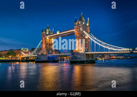 Tower Bridge over the River Thames in London at sunset Stock Photo