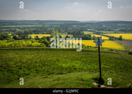 View from Scratchbury Iron Age Hill Fort near Warminster, Wiltshire, UK Stock Photo