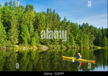 kayaking, Rushing River near Kenora, Ontario, Canada Stock Photo