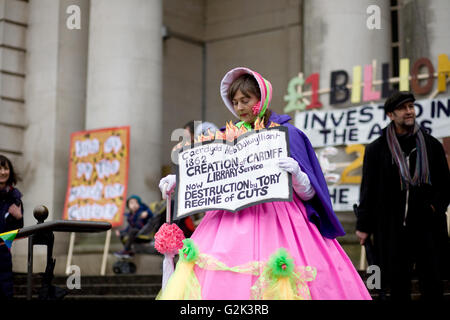 The Culture March took place in Cardiff on 6th February in protest against Cardiff Council's £700,000 arts budget cuts. Stock Photo