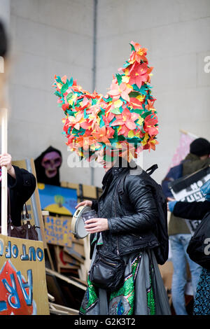 The Culture March took place in Cardiff on 6th February in protest against Cardiff Council's £700,000 arts budget cuts. Stock Photo