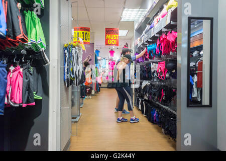 Closing sales at a Sports Authority store in New York on Saturday, May 28, 2016. The chain is in the process of liquidation and will be closing all 450 stores. (© Richard B. Levine) Stock Photo