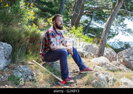 Portrait of an attractive young lumberjack Stock Photo
