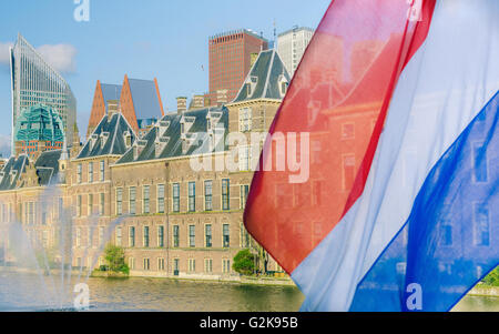 The Binnenhof castle is the seat of the Dutch Parliament and prime minister office in the city of The Hague Stock Photo