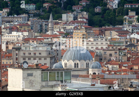 Top view of the Saint Spyridon Church, Serbian Orthodox church in Trieste, Italy. Stock Photo