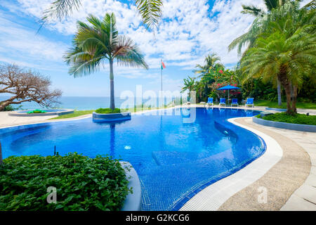 Mexico, Punta de Mita, swimmingpool with view to the sea Stock Photo