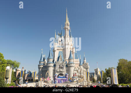 Cinderella Castle in the Magic Kingdom, Walt Disney World Resort, Bay Lake, Orange Conty, Florida, United States Stock Photo