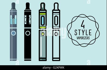 Set of flat icons vaporizers, e-cigarette. Stock Vector