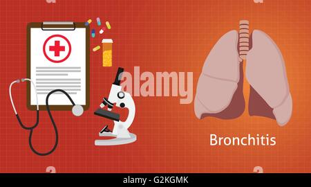 bronchitis disease with medical record clipboard microscope medicine Stock Vector