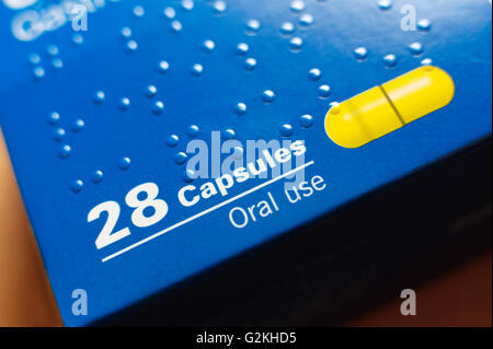 box of 28 capsules for oral use only Stock Photo