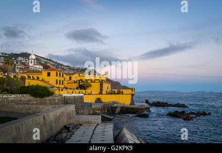 Forte de Sao Tiago at sunset, Madeira island, Funchal. Stock Photo