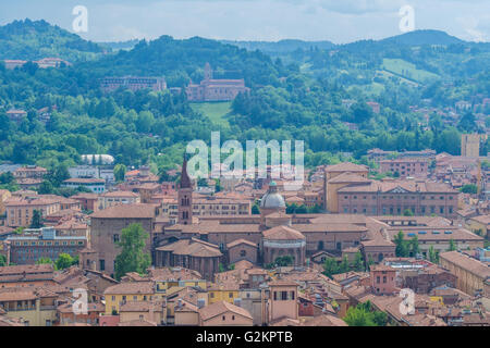 View from the Asinelli Tower over Bologna, capital of the Emilia-Romagna Region in Italy. Stock Photo