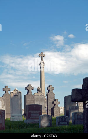 Tombstones, Calvary Cemetery, Queens, New York, USA Stock Photo