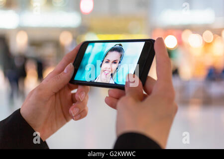 skype video call with a smartphone Stock Photo